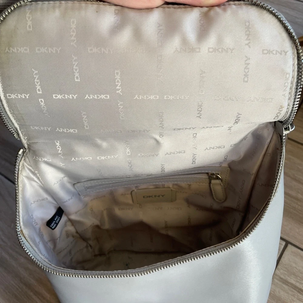 DKNY Light Gray Leather Backpack